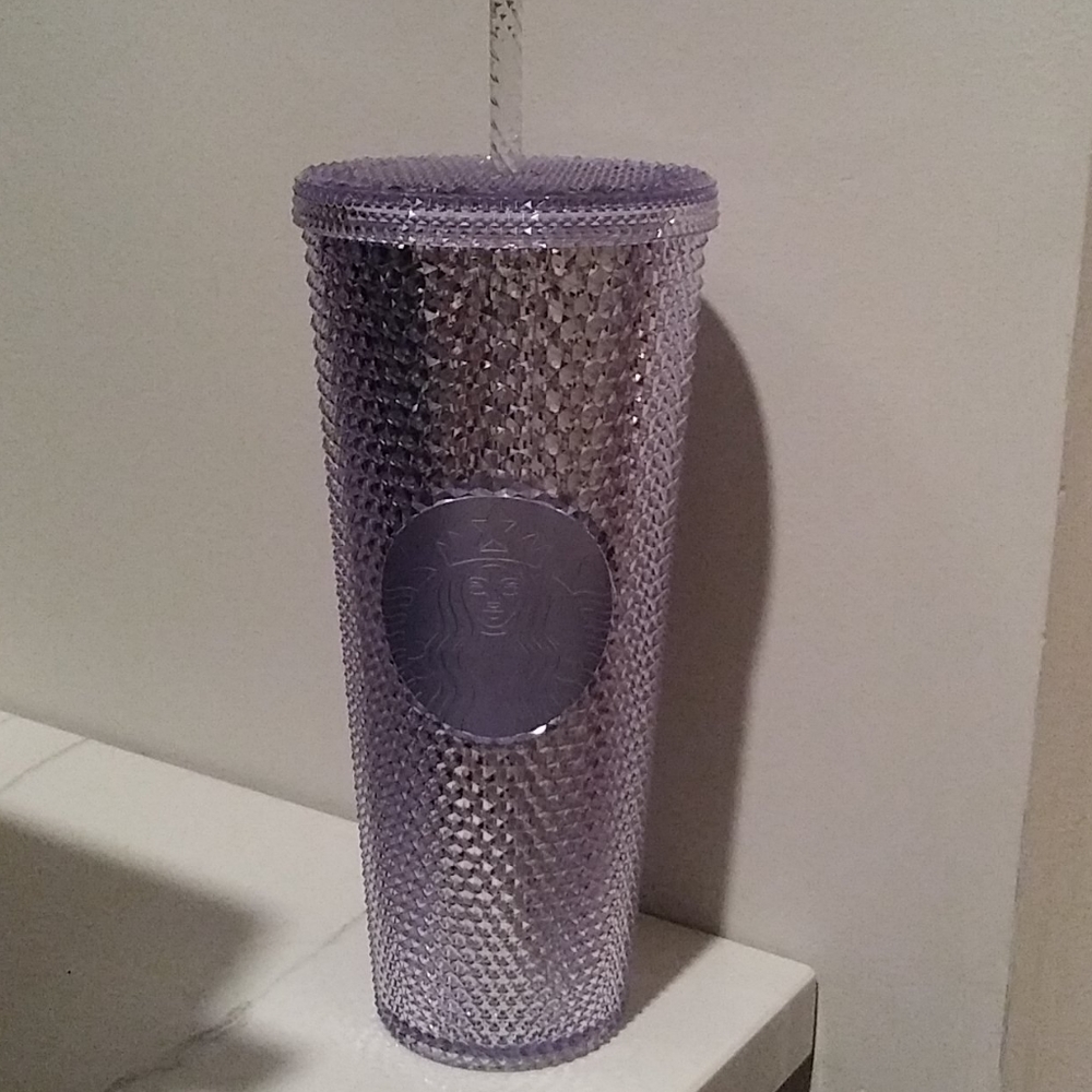 Starbucks Silver/Platinum Studded Cold Coffee Tumbler NEW